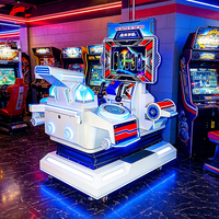 Machine d'arcade de tir interactive en gros, monoplace, à monnayeur, 22 pouces, avec commande par volant de combat aérien, pour parcs et centres commerciaux, personnalisable