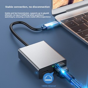 Adaptateur USB Type C vers Ethernet Carte réseau Type-C vers RJ45 Gigabit 100/1000 Mbps Câble LAN <span class=keywords><strong>Internet</strong></span> pour téléphone <span class=keywords><strong>portable</strong></span> <span class=keywords><strong>Ordinateur</strong></span> <span class=keywords><strong>portable</strong></span> - Product Image 2