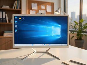 คอมพิวเตอร์ออลอินวัน สีขาว ขนาด 21.5 นิ้ว i3-8100T จอ IPS ความละเอียด 1920x1080 สำหรับใช้งานสำนักงาน - Product Image 1