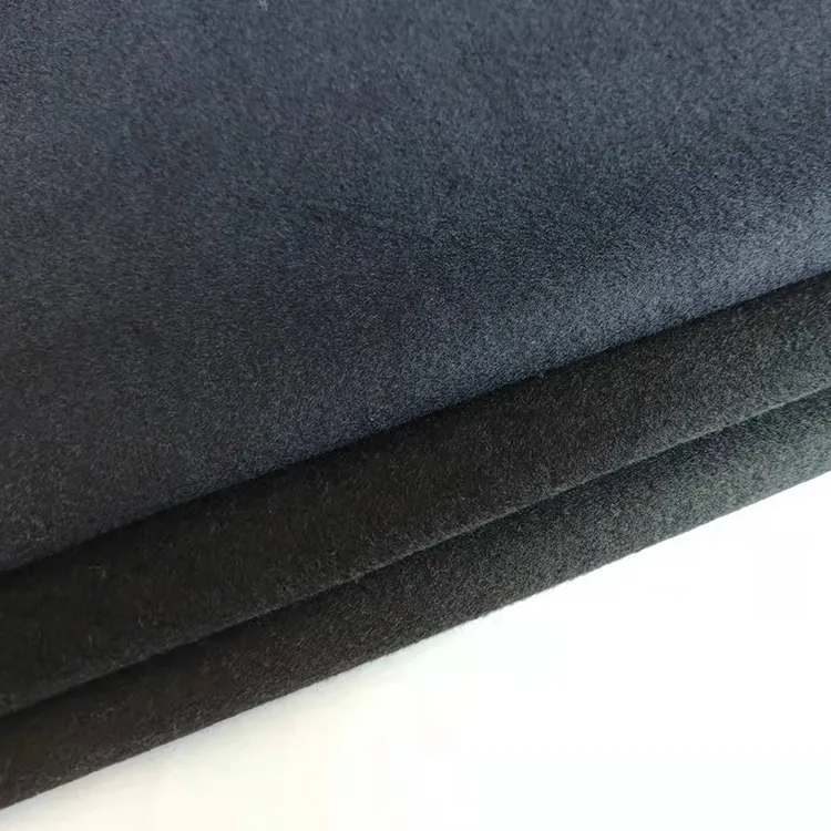 Stock 70 tela de lana negro liso tejido de traje de abrigo de lana sostenible