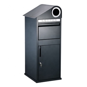 Boîte <span class=keywords><strong>aux</strong></span> <span class=keywords><strong>lettres</strong></span> extérieure en acier inoxydable Boîte de dépôt de colis verrouillable avec porte en grain de bois pour usage domestique - Product Image 4