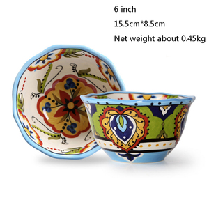 Ma-rốc phục vụ Bohemian nhà bếp thực phẩm bữa ăn tối in sứ gốm tấm món ăn đồ dùng khay Bộ đồ ăn Bộ đồ ăn - Product Image 5