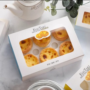 Biểu tượng tùy chỉnh bao bì thực phẩm hộp Takeaway tông trứng Tart hộp với cửa sổ trong suốt mờ cán bao bì nướng - Product Image 2