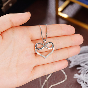 Collana con Ciondolo a Forma di Cuore e Numero Otto alla Moda per Donne, Catena Classica dell'Amore Eterno per Coppie - Product Image 2