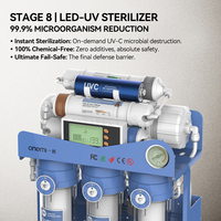 Système d'osmose inverse sans réservoir 8 étapes 600 GPD OEM/ODM avec filtre à eau alcaline minérale et moniteur TDS pour eau potable