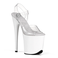 Sandales à talons hauts en PVC bordeaux 20 CM, plateforme électroplaquée, bout ouvert, bride transparente, pour tenue de soirée, été, respirantes
