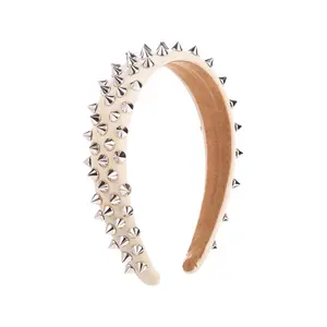 A448 Cross border European and American popular wide brimmed leather trendy cool style rivet hair hoop high-end feeling 100 stra