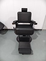 Chaise de barbier professionnelle en acier inoxydable, noire, hydraulique, ergonomique, inclinable, réglable en hauteur, durable et portable