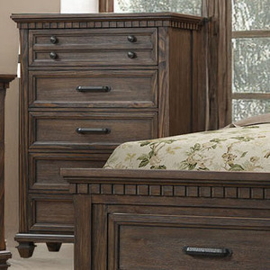 Commode rustique en bois foncé avec miroir - Commode de chambre à coucher traditionnelle sculptée, meuble de rangement de style fermier - Product Image 4