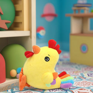 Toptan en popüler yumuşak peluş horoz hayvan <span class=keywords><strong>Pet</strong></span> çiğnemek oyuncaklar gökkuşağı kuyruk gıcırtılı horoz sarı parlak renk köpek oyuncaklar - Product Image 2