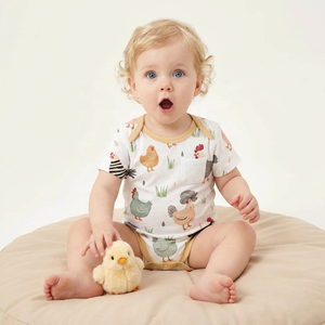 Vêtements pour bébé unisexes décontractés d'été <span class=keywords><strong>en</strong></span> tricot écologiques personnalisés ODM, barboteuse <span class=keywords><strong>en</strong></span> coton biologique pour nourrissons, fermeture à boutons d'animaux - Product Image 1