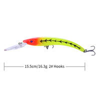 Leurre de pêche TG 15,5 cm 16,3 g, type Minnow, Wobbler, en plastique dur artificiel pour la pêche au bar, au brochet et en eau salée