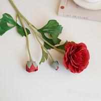 W-A0189 Bunga Simulasi Berkualitas Tinggi Real Touch 2-Kepala Ranunculus Peony Buatan untuk Dekorasi Ruangan