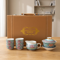 Service à thé en céramique et porcelaine, 10 pièces, ensemble de tasses à thé Gongfu avec plateau, pour la maison, le bureau, cadeau