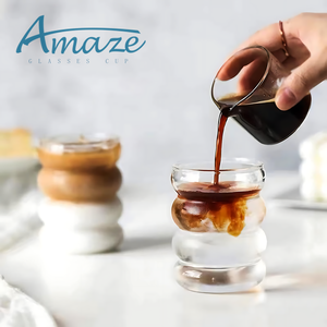 Premium bottiglie di vetro ad alta borosilicato <span class=keywords><strong>e</strong></span> tazze da caffè effetto increspatura vetreria per caffè freddo tazza di succo <span class=keywords><strong>e</strong></span> <span class=keywords><strong>acqua</strong></span> di <span class=keywords><strong>limone</strong></span> - Product Image 4