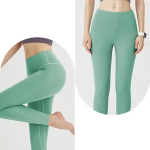 2024 pantalones de Yoga de moda para mujer, mallas de cintura alta a la cadera de melocotón, mallas deportivas para correr, mallas de Yoga sin costuras, pantalón de poliéster