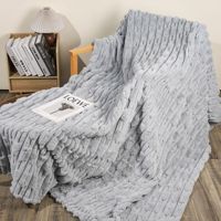 Couverture en fausse fourrure de lapin jacquard double couche épaissie Aoyatex pour canapé, nouveau modèle avec motif jacquard