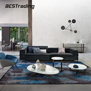 Ý Phòng Khách Mát Đen Nhung Thoải Mái Sofa Giường Châu Âu Được Thiết Kế Couch Nội Thất Gia Đình Hiện Đại