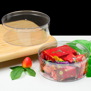 Boîte de rangement ronde en plastique PS transparent de 15 cm avec couvercle, qualité alimentaire, pour biscuits, cadeaux de mariage, emballage de bonbons - Product Image 2