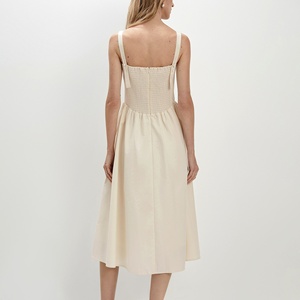 Abito in cotone eco-friendly da donna stile francese retrò abito in tinta unita tradizionale da festa all'ingrosso personalizzato - Product Image 2