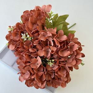Hortensia Artificial de Siete Cabezas, Hortensia Francesa, <span class=keywords><strong>Flor</strong></span> Artificial de Tela, Hecha a Mano, Realista, Decoración para Bodas y Jardines - Product Image 4