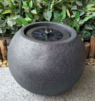 Fontaine d'eau solaire design boule marbre gris pour décoration de jardin extérieur avec pompe à eau solaire