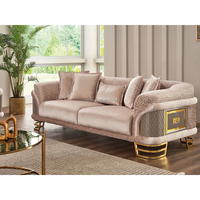 Ensemble de canapés de salon carrés modernes de luxe avec pieds en acier inoxydable, canapé sectionnel rembourré en tissu, confortable et durable