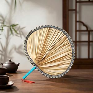 Éventail rond en feuilles de palmier naturelles tissées à la main, pour l'<span class=keywords><strong>été</strong></span>, <span class=keywords><strong>d</strong></span>écoration murale bohème pour la maison, vente en gros - Product Image 4