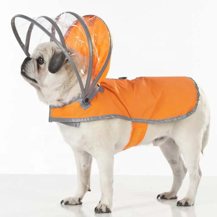 犬の顔レインコートデザインキャラクターパーカー新しい犬のレインコート特別なフード折りたたみ式取り外し可能な防水大きな犬のレインコート