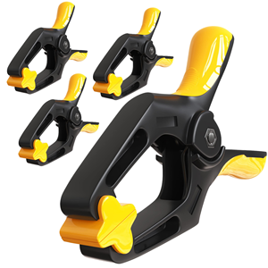 EQUIPTZ Lot de 4 pinces à ressort robustes en acier allié de 6 pouces, <span class=keywords><strong>ouverture</strong></span> large de 3 pouces, noir/jaune, mâchoires non amovibles, antirouille - Product Image 1