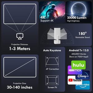 Proyector Portátil 720P con Asa para Uso en Cine en Casa, Versión en Inglés - Product Image 5