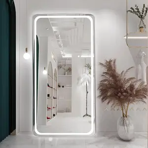 Hot bán quần áo cửa hàng lớn LED sáng thông minh đầy đủ cơ thể gương sàn mặc quần áo gương với ánh sáng