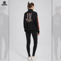 Setelan Jaket dan Celana Pemanasan Cheerleading dengan Logo Cetak Kustom, Tracksuit Sublimasi Penuh untuk Tim
