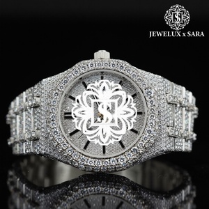 Reloj de Diamantes de Lujo Plateado Completamente Blanco, Estilo Hip Hop, para Hombre, Ideal para Fiestas, Disponible a Precio de Exportación - Product Image 1