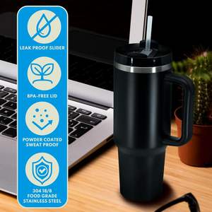 Vaso de Viaje Personalizado con Logotipo, 30/40 oz, H2.0, Vaso Térmico de Acero Inoxidable de 40 oz con Asa y Pajita para Exteriores - Product Image 5