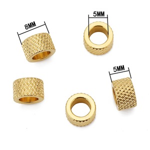Gold-Plated Textured Cylinder <b>Spacer</b> Beads | Stainless Steel Beads for DIY Jewelry Making | Bracelet & Necklace Accessories - Product Image 2