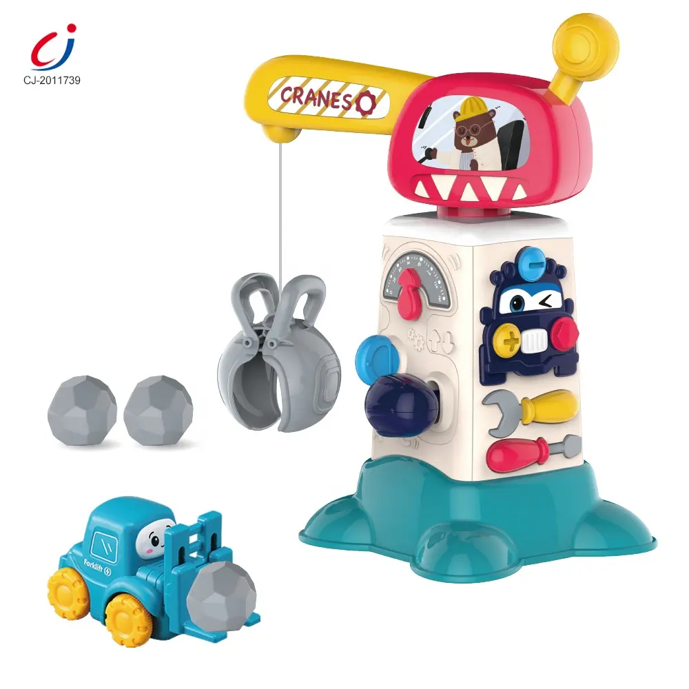 Jouets B/O pour enfants, kit d'outils éducatifs intelligents, avec lumière et son, grue de montage à Rotation de 360 degrés