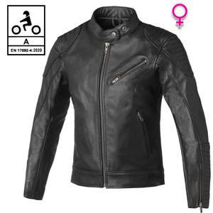 Carburo GUARDIAN BUFF LADY Blouson moto en cuir pour femme certifié CE Noir S - Product Image 1