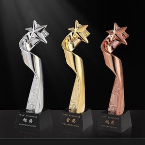 MH-NJ00742 Trofeo a <span class=keywords><strong>Stella</strong></span> in Resina Oro Argento Rame, Regali Souvenir, Trofeo in Cristallo Personalizzato, Premi Creativi Incisi - Product Image 2