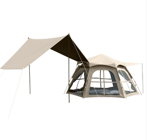 Tenda da Campeggio Esagonale in Gomma Nera per Esterni, 2-in-1 Portatile, Impermeabile e Resistente, <span class=keywords><strong>Set</strong></span> Completo per Campeggio Notturno - Product Image 5