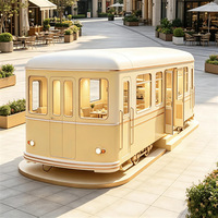 Chariot de nourriture et bus modèle wagon de tramway en métal couleur champagne pour la vente ambulante sur les rues piétonnes