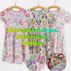 ティアオセ キッズ ガールズ プリント ミステリアスボックスドレス ラブリー バンブー ベビー パーティーウェア ソフトバンブー キッズドレス 女の子用 - Product Image 1