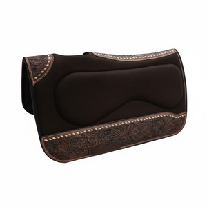 Manta de sillín contorneada occidental de fieltro de lana 100%, comodidad óptima, equipo de caballo, almohadillas ecuestres de trabajo de cuero para almohadillas de sillín - Product Image 1