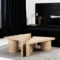 Meubles de salon nordiques lumière luxe Triangle Travertin pierre Table à thé luxe marbre café Table d'appoint