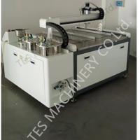 Mesin dispenser lem otomatis, lem AB epoksi resin pencampur AB cairan ganda tiga sumbu 3d stiker kubah epoksi