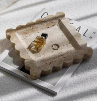 Plateau de parfum en travertin naturel, plateau d'affichage en marbre pour la décoration de luxe de la maison