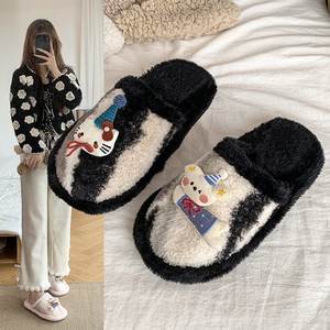 Women <strong>S</strong> Shoes Cloudy Comfort-<strong>Sheepskin</strong> Insole, Non-Slip Pvc Outsole Knit Upper Fleece Lining Bow-Knit <strong>Slippers</strong> For <strong>Men</strong> &amp; - Product Image 2