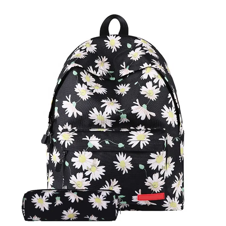 Impression d'image personnalisée motif de fleurs sacs de collège pour dames sac à dos pour ordinateur portable sac d'école pour fille