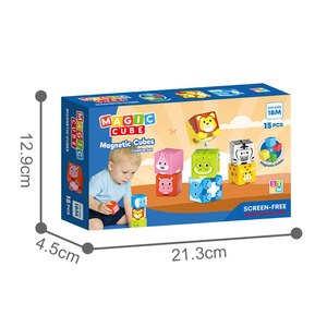 Cubes magnétiques Magic Cube, 15 pièces, 4,2 cm, blocs de construction créatifs pour enfants de 18 mois et plus, jouet éducatif STEM - Product Image 1