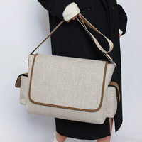 Sacs à bandoulière pour femmes en toile de couleur unie, grande capacité, pour le travail, l'école, avec fermeture ouverte
